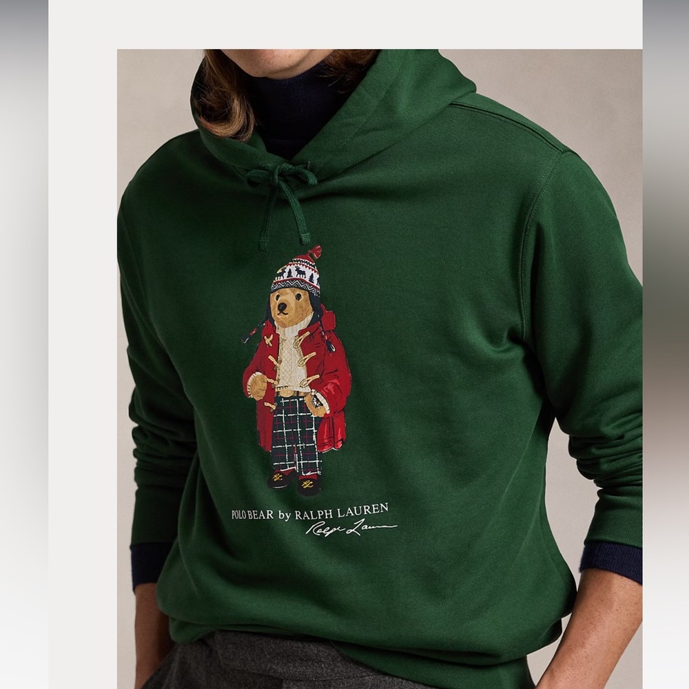 💚🐻 NEW WITH TAGS🐻💚 Polo Bear Fleece Hoodie Size M - Picture 4 of 9